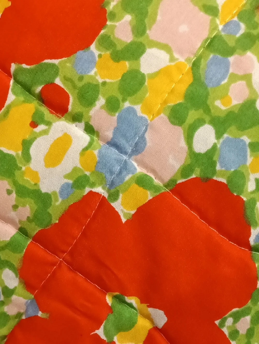 Vintage 70s Burlington Domestics Floral Red Poppy Print Comforter